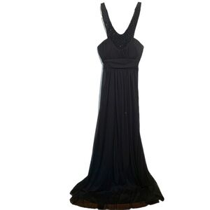 Trixxi Sleeveless Maxi Prom Dress Black Beaded
